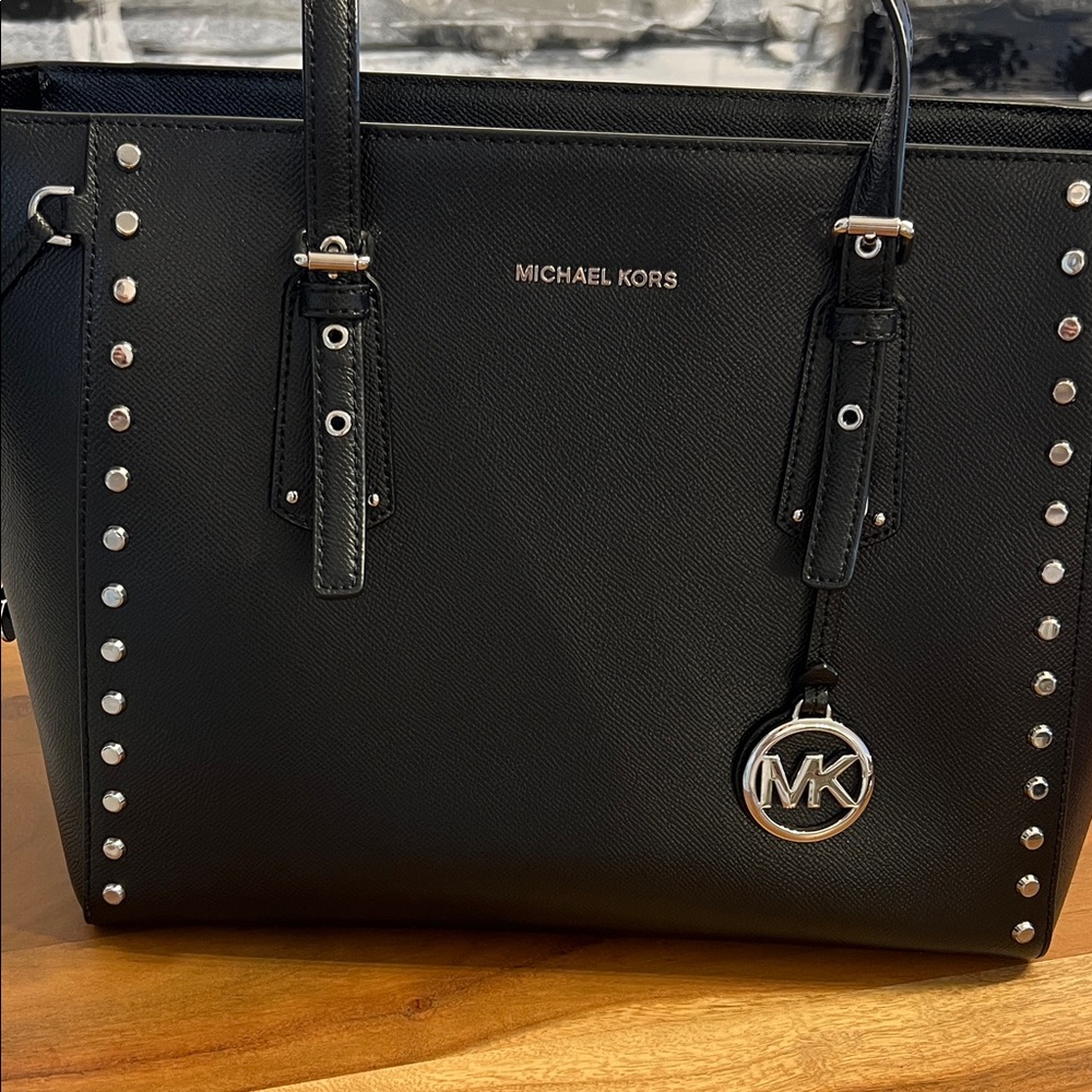 Michael Kors Black Tote with Silver Accents